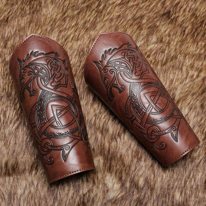 Medieval Retro Dragon Embossed Pu Leather Bracers