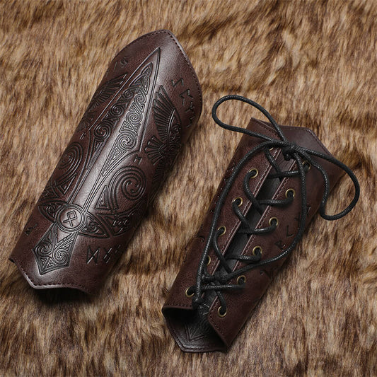 Medieval Retro Embossed Pu Leather Knight Bracers