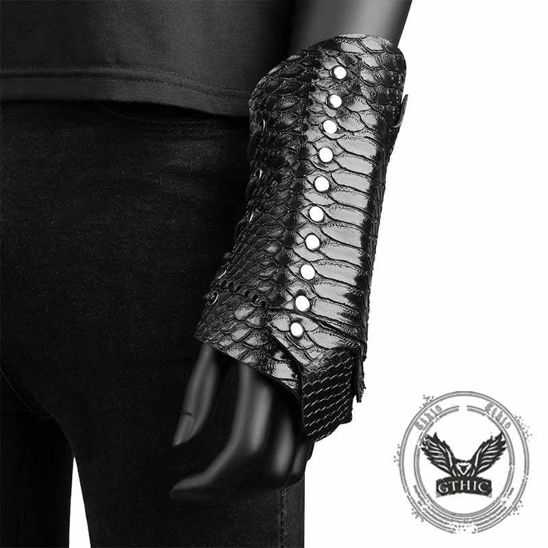 Medieval Retro Snake Pattern Pu Leather Bracers