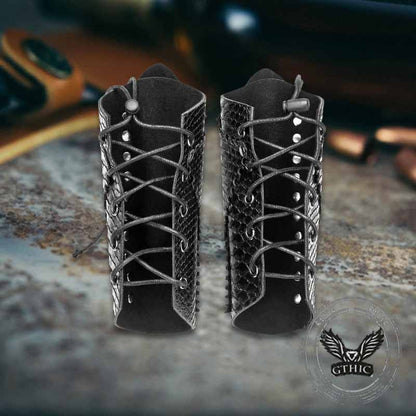 Medieval Retro Snake Pattern Pu Leather Bracers