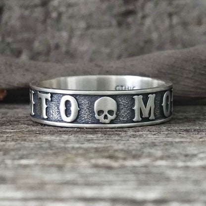Memento Mori Letters Skull Sterling Silver Ring