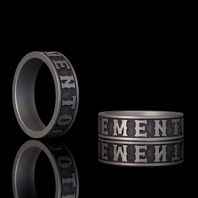 Memento Mori Letters Skull Sterling Silver Ring