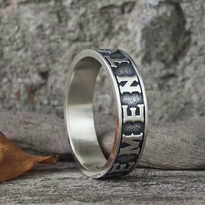 Memento Mori Letters Skull Sterling Silver Ring