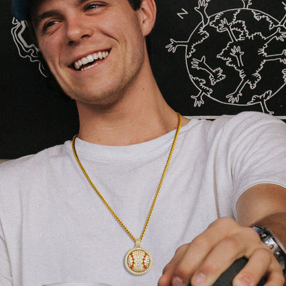 Hip Hop Spinner Baseball Necklace With Cz for