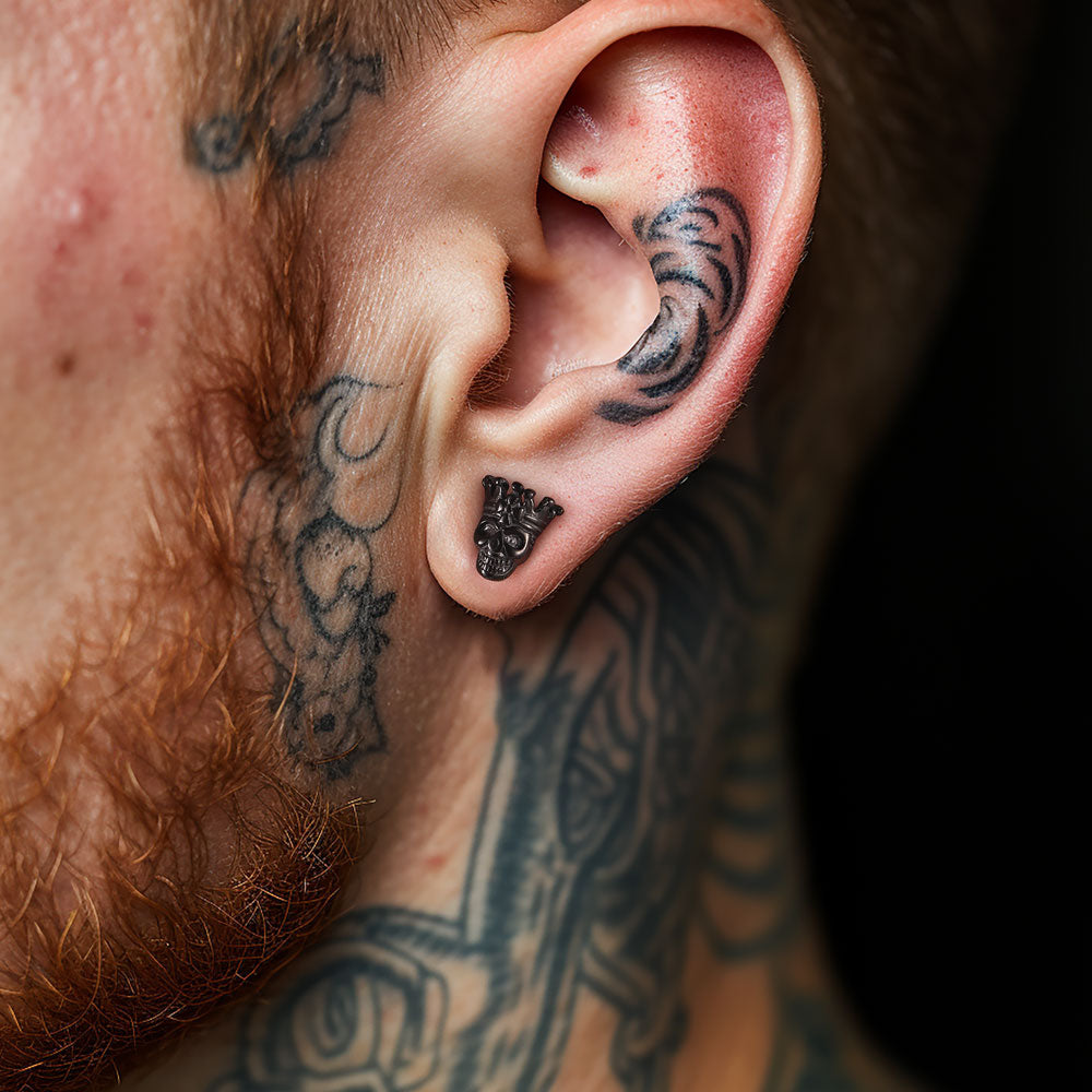 Punk Crown Skull Stud Earrings for Halloween Gift
