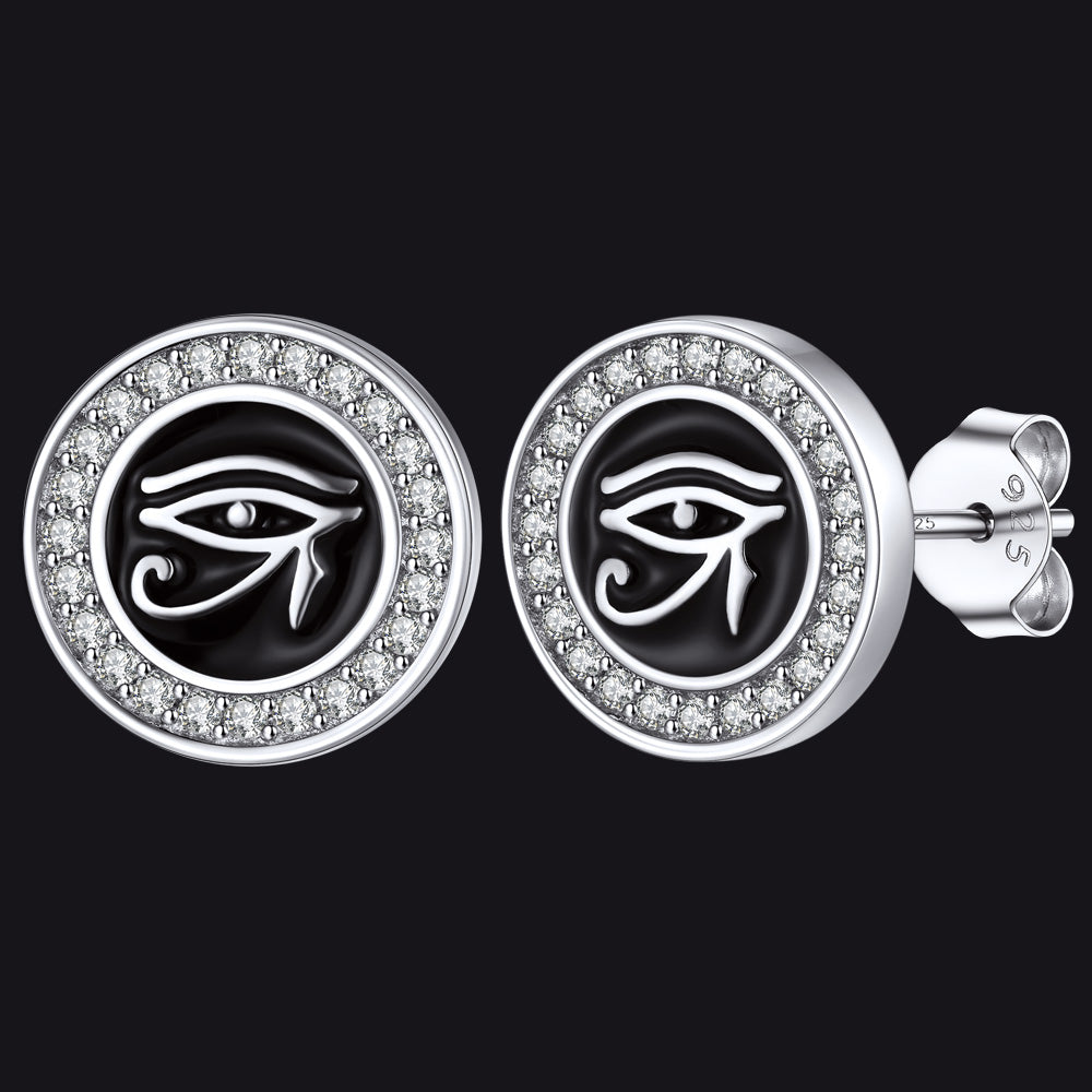 Sterling Silver Eye of Ra Stud Earrings for