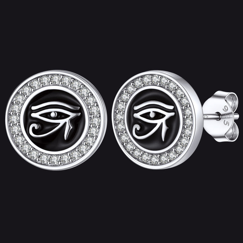 Sterling Silver Eye of Ra Stud Earrings for