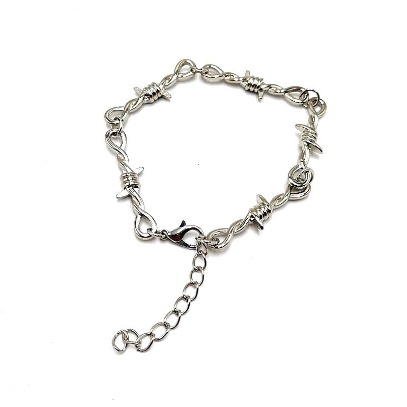 And Iron Wire Bracelet With Thorns / Gothic Style Barbed Wire Jewelry