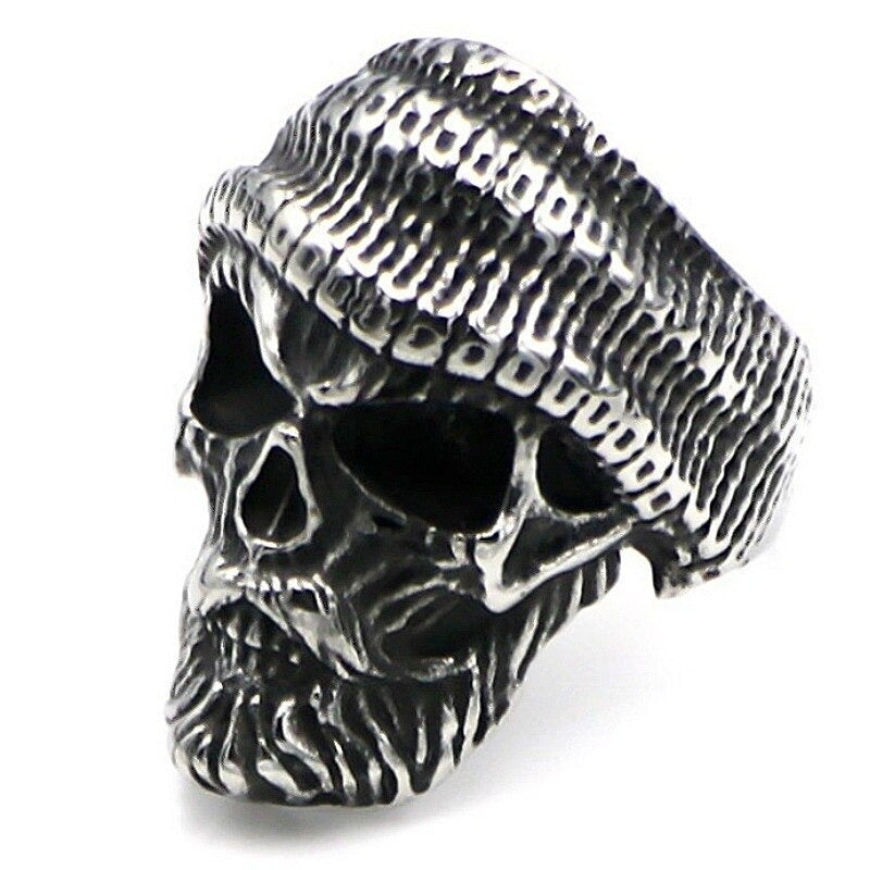 Bearded Skull Ring Wearing Hat / Uncle Styling Ring Pirate Modeling Male Ring / Cool Rings