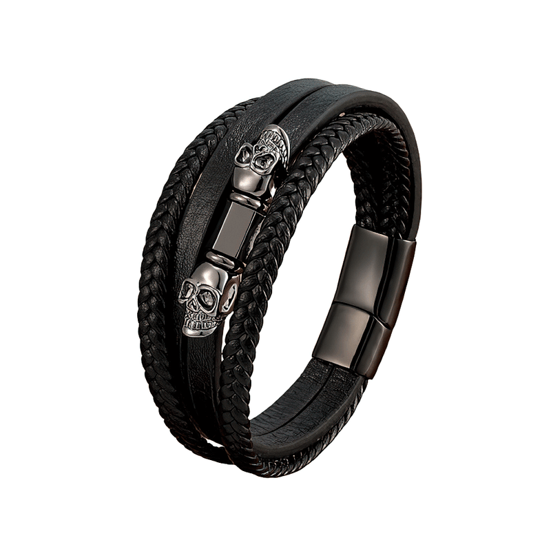 Multilayer Faux Leather Bracelets With Skeleton / Bracelet With Magnet Clasp