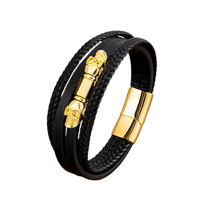 Multilayer Faux Leather Bracelets With Skeleton / Bracelet With Magnet Clasp