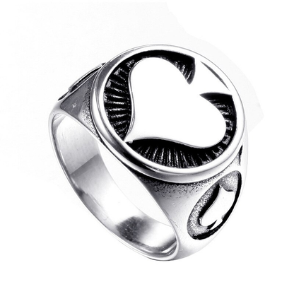 Stainless Steel Ring With Spades / Rock Style Ring / Cool Steel Ring for