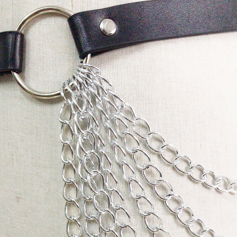 Metal Body Chain Leather Waist Belt