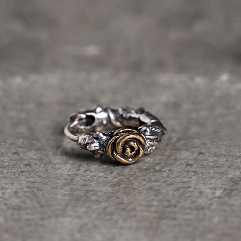 Metal Rose and Thorns Sterling Silver Hoop Earrings