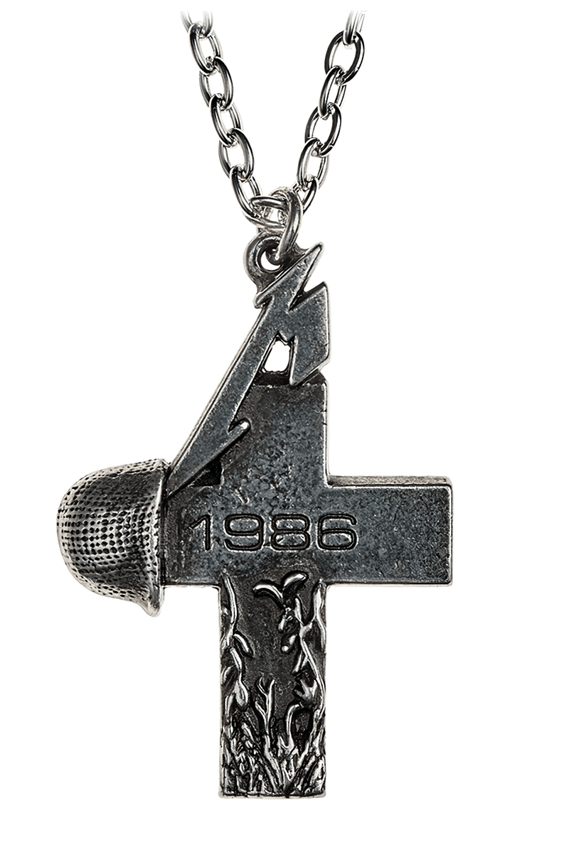 Metallica 1986 Cross Pendant With Helmet Detail