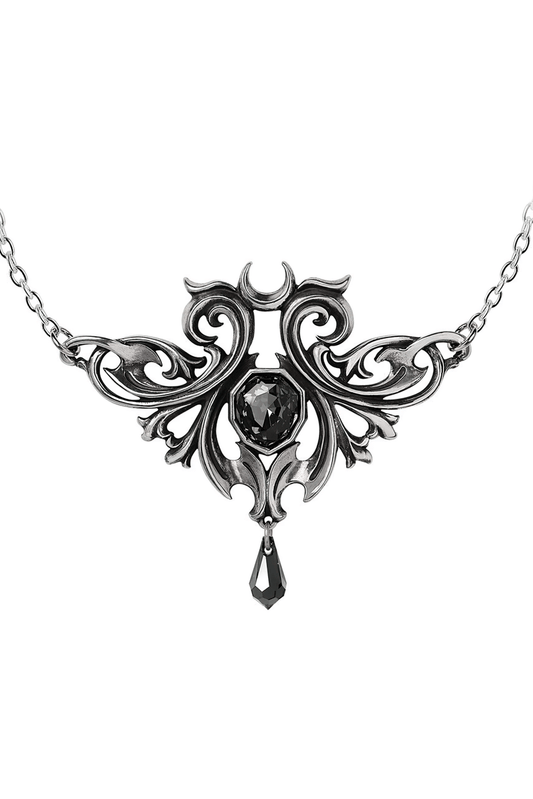 Midnight Memorial Baroque Pendant With Black Crystal Drop