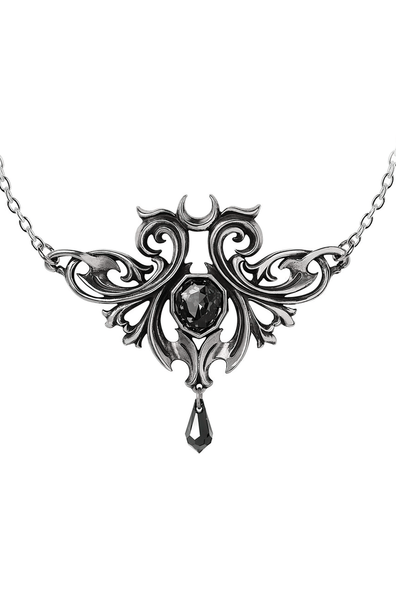 Midnight Memorial Baroque Pendant With Black Crystal Drop