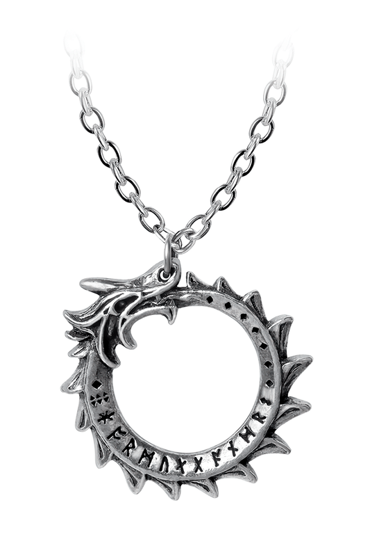 Mini Jormungand Ouroboros Pendant With Norse Symbol
