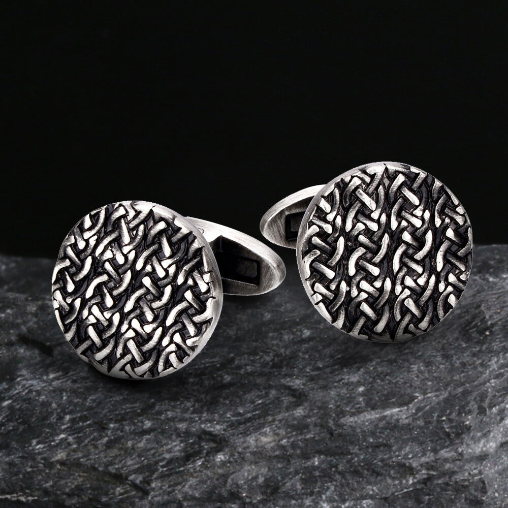Minimalist Cross Pattern Brass Whale Back Cufflinks