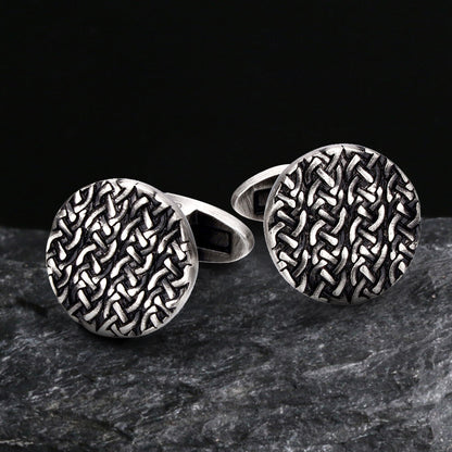 Minimalist Cross Pattern Brass Whale Back Cufflinks