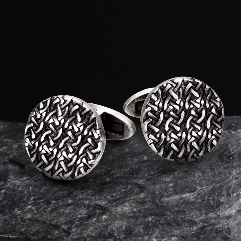Minimalist Cross Pattern Brass Whale Back Cufflinks