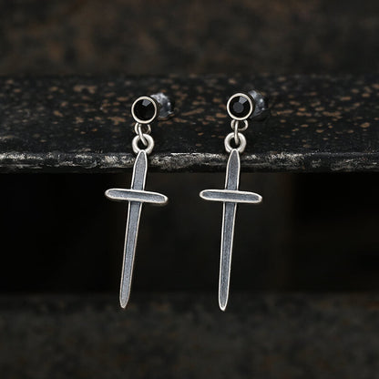 Minimalist Cross Sterling Silver Earrings