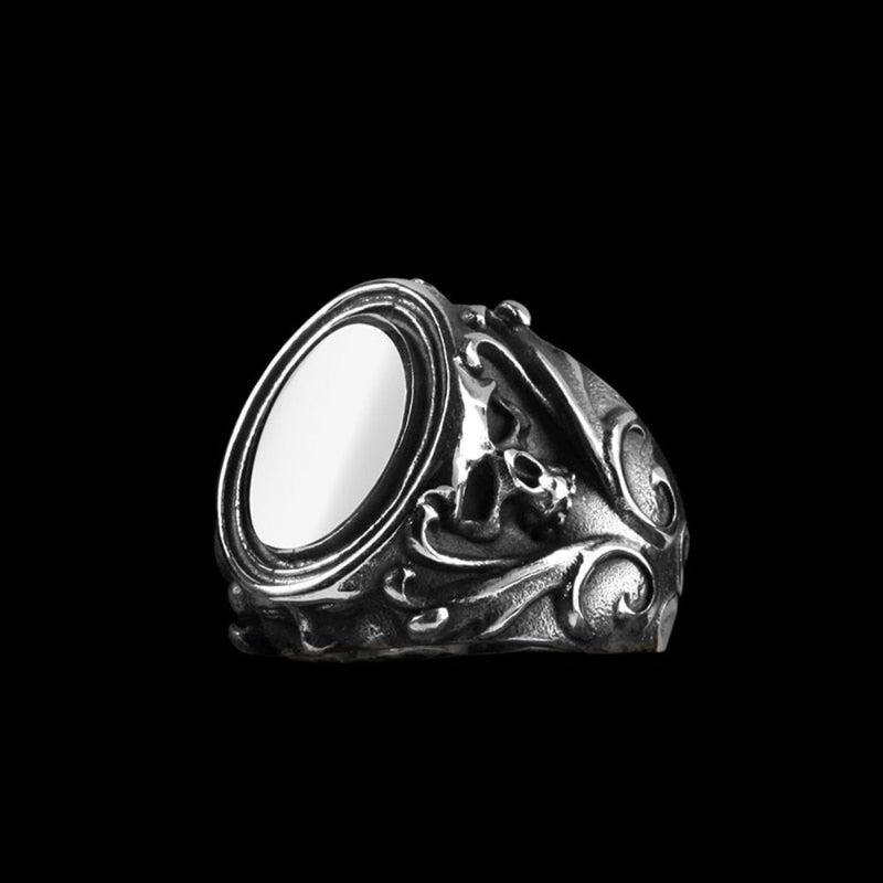 Mirror Gothic Pattern Skull Ring