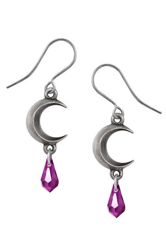 Moon Amethyst Earrings With Austrian Crystal Drop