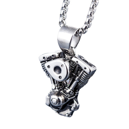 Motorcycle Engine Pendant / Biker Chain Necklace for and / Stainless Steel Jewelry