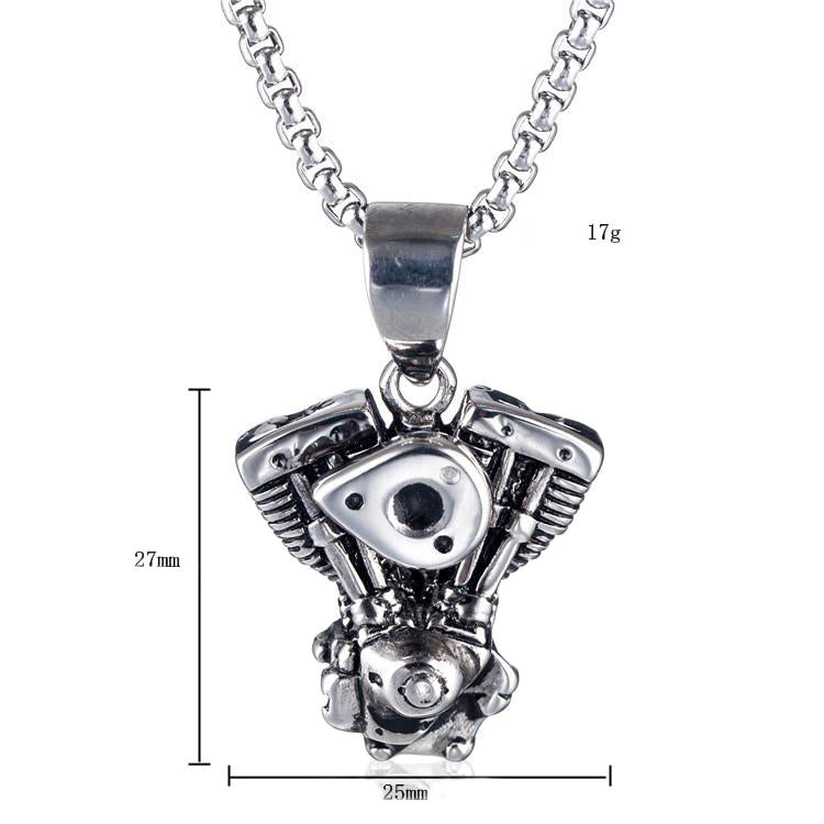 Motorcycle Engine Pendant / Biker Chain Necklace for and / Stainless Steel Jewelry