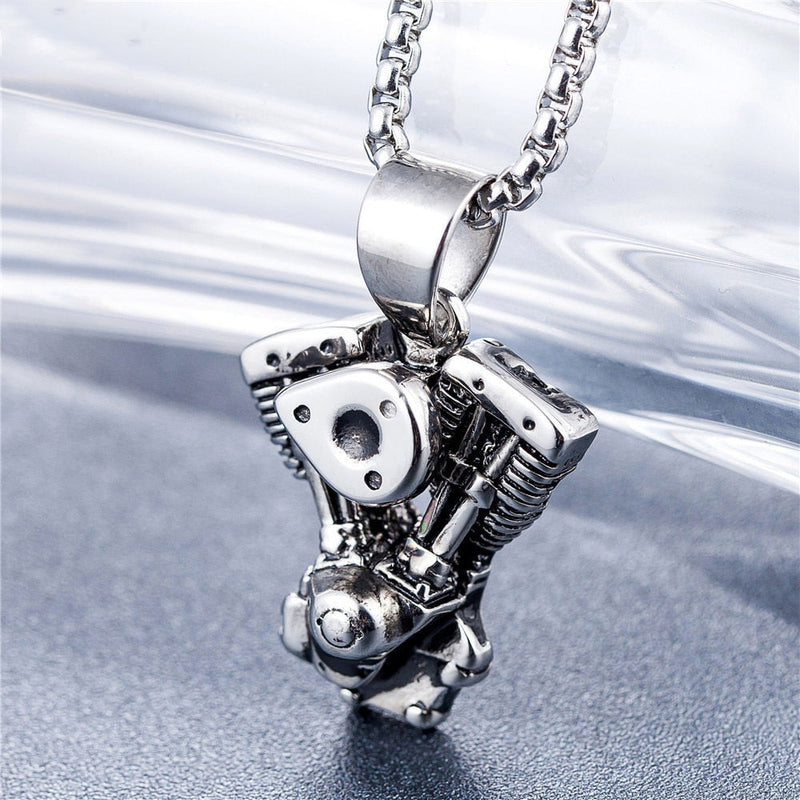 Motorcycle Engine Pendant / Biker Chain Necklace for and / Stainless Steel Jewelry
