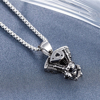 Motorcycle Engine Pendant / Biker Chain Necklace for and / Stainless Steel Jewelry
