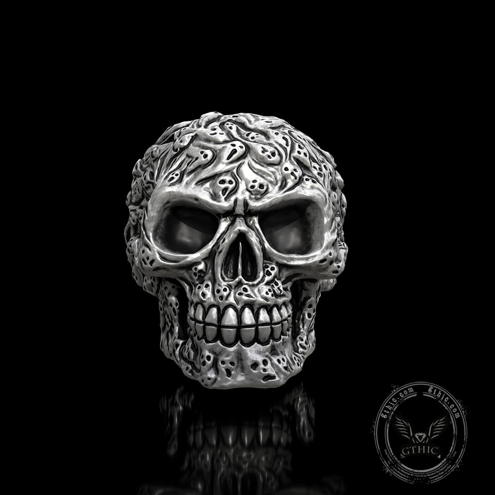 Multi Ghost Sterling Silver Skull Ring
