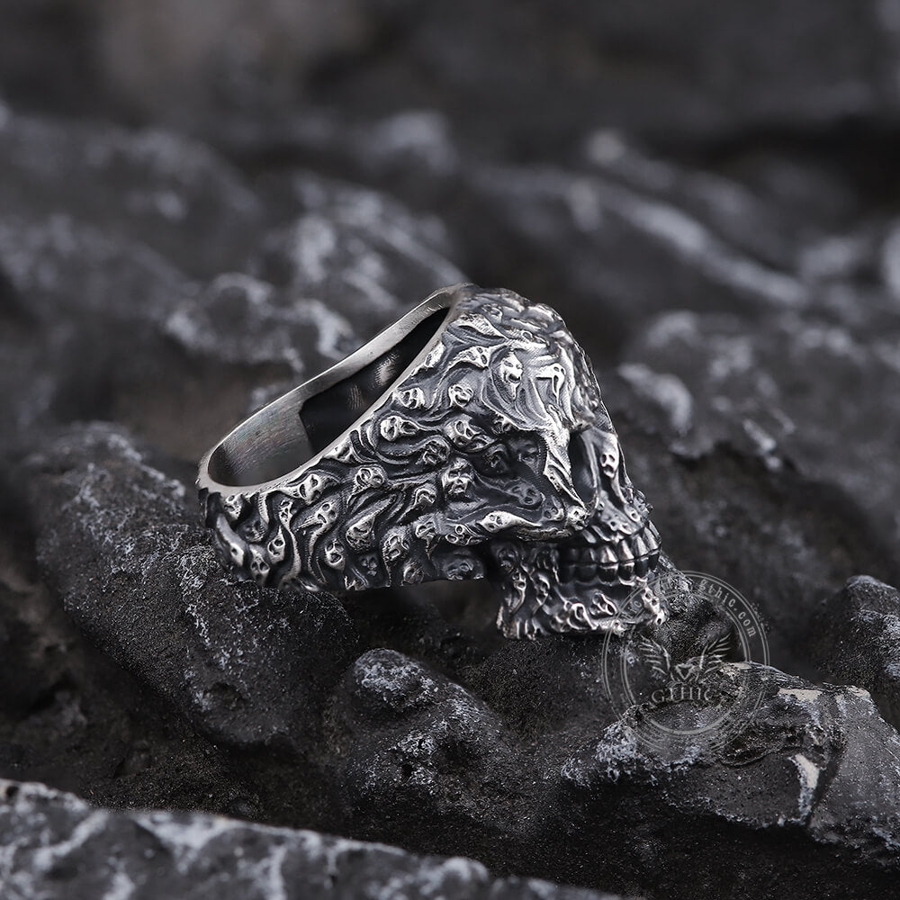 Multi Ghost Sterling Silver Skull Ring