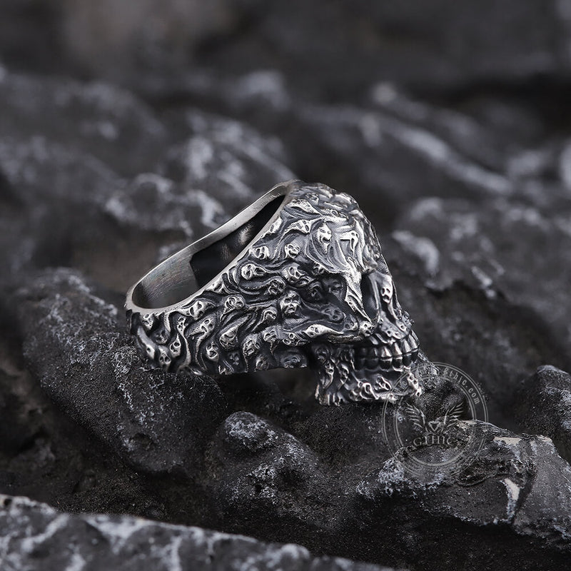 Multi Ghost Sterling Silver Skull Ring