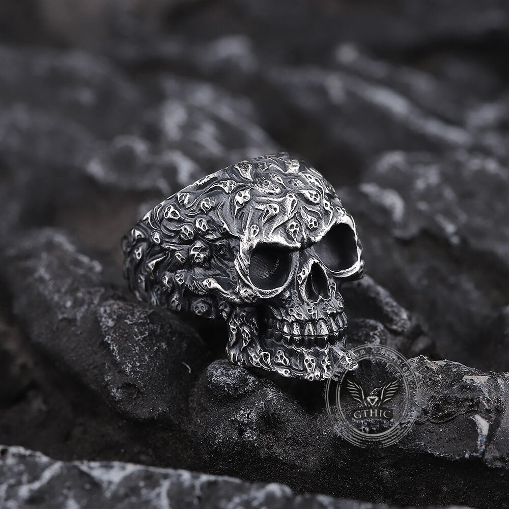 Multi Ghost Sterling Silver Skull Ring