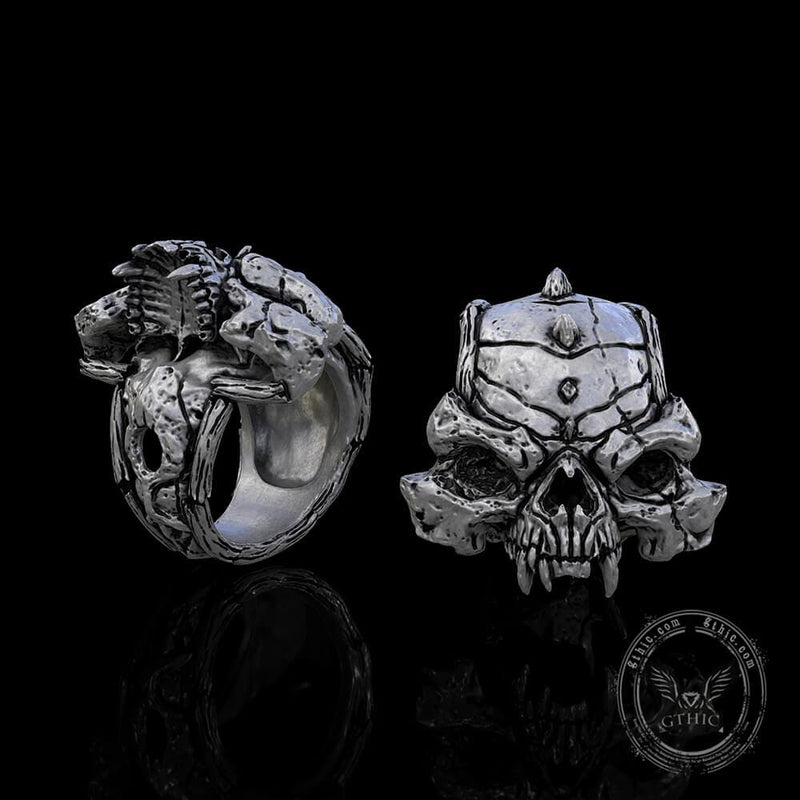 Mysterious Alien Sterling Silver Skull Ring