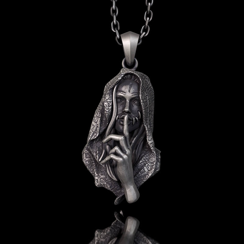 No Speak Sterling Silver Witch Pendant