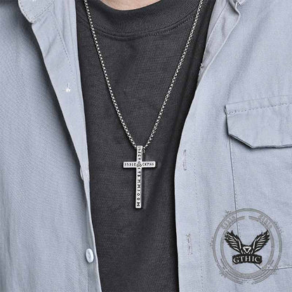 Nordic Celtic Knot Rune Stainless Steel Cross Pendant
