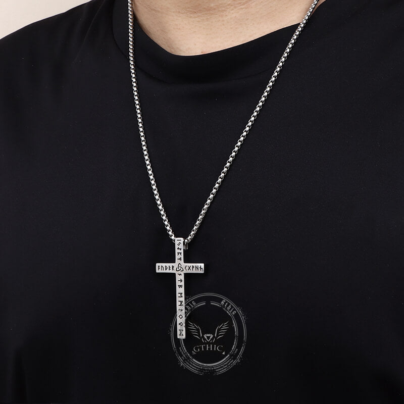 Nordic Celtic Knot Rune Stainless Steel Cross Pendant