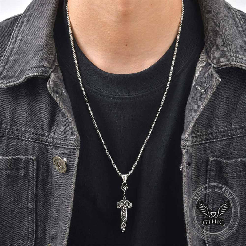 Nordic Celtic Knot Sword Stainless Steel Pendant