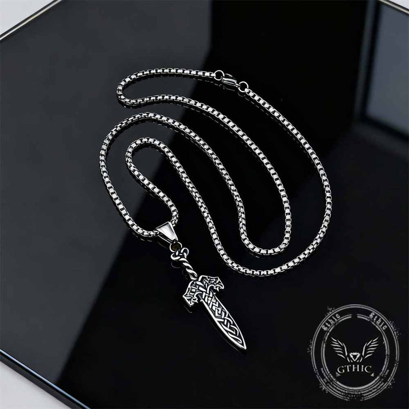 Nordic Celtic Knot Sword Stainless Steel Pendant
