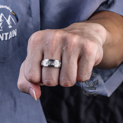 Nordic Celtic Triangle Knot Stainless Steel Spinner Ring