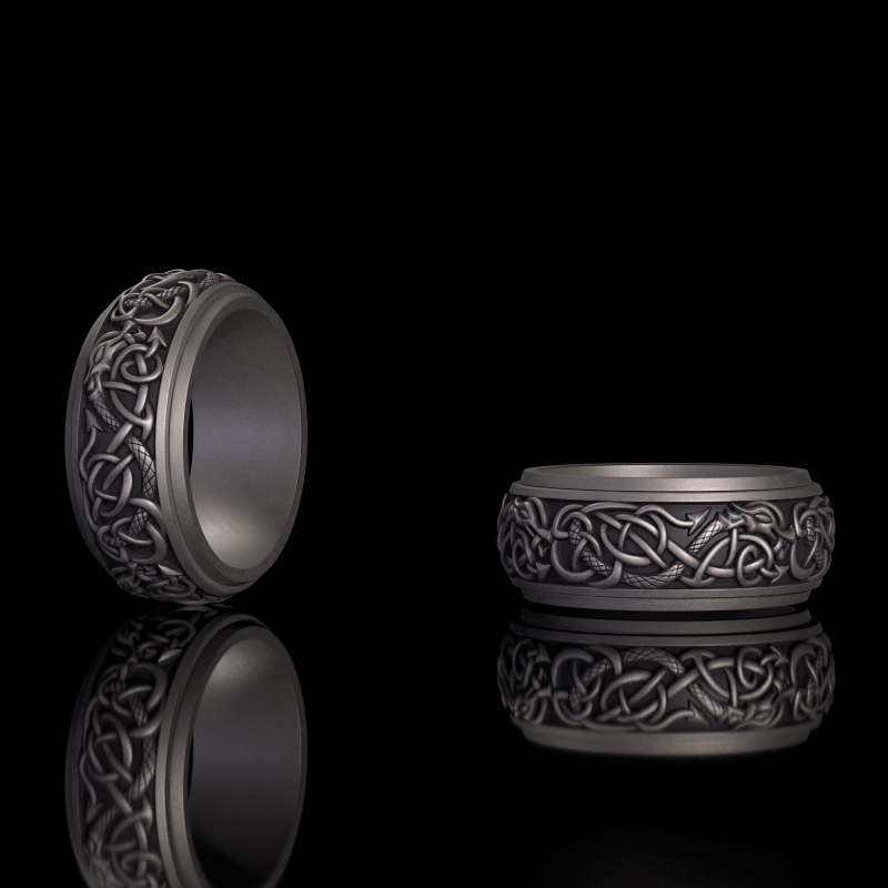 Nordic Dragon Sterling Silver Viking Spinner Ring