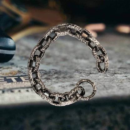 Nordic Hammered Rune Stainless Steel Viking Bracelet