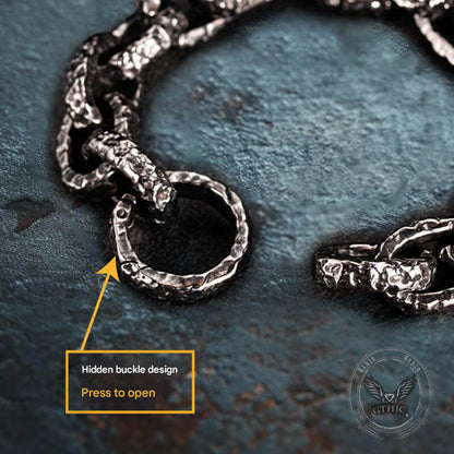 Nordic Hammered Rune Stainless Steel Viking Bracelet