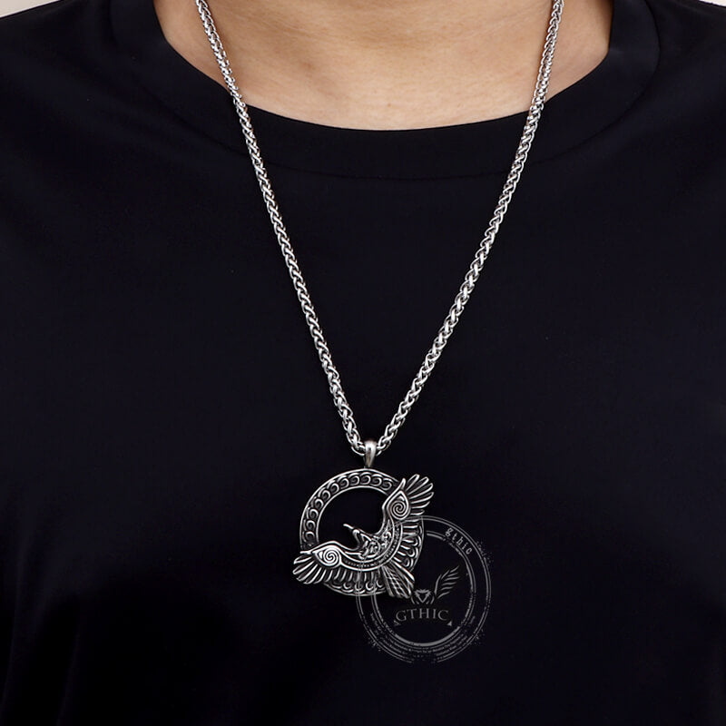 Nordic Odin Raven Stainless Steel Viking Pendant