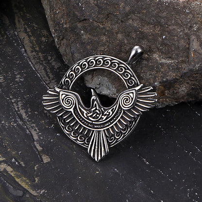Nordic Odin Raven Stainless Steel Viking Pendant