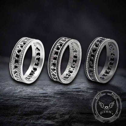 Nordic Openwork Viking Runes Stainless Steel Ring