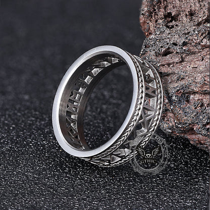 Nordic Openwork Viking Runes Stainless Steel Ring
